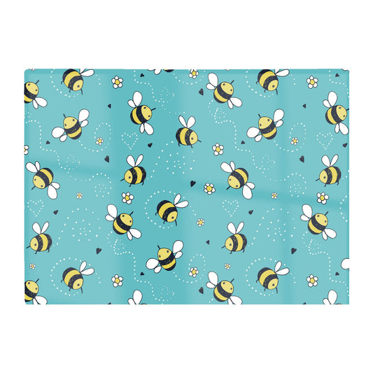 Hand Drawn Busy Bees Glass Chopping Board