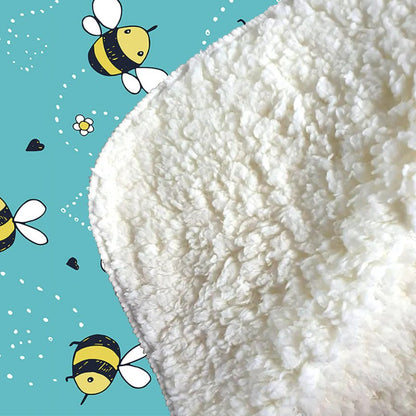 Hand Drawn Busy Bees Sherpa Blanket