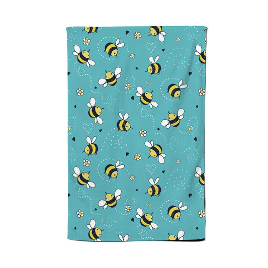 Hand Drawn Busy Bees Tea Towel