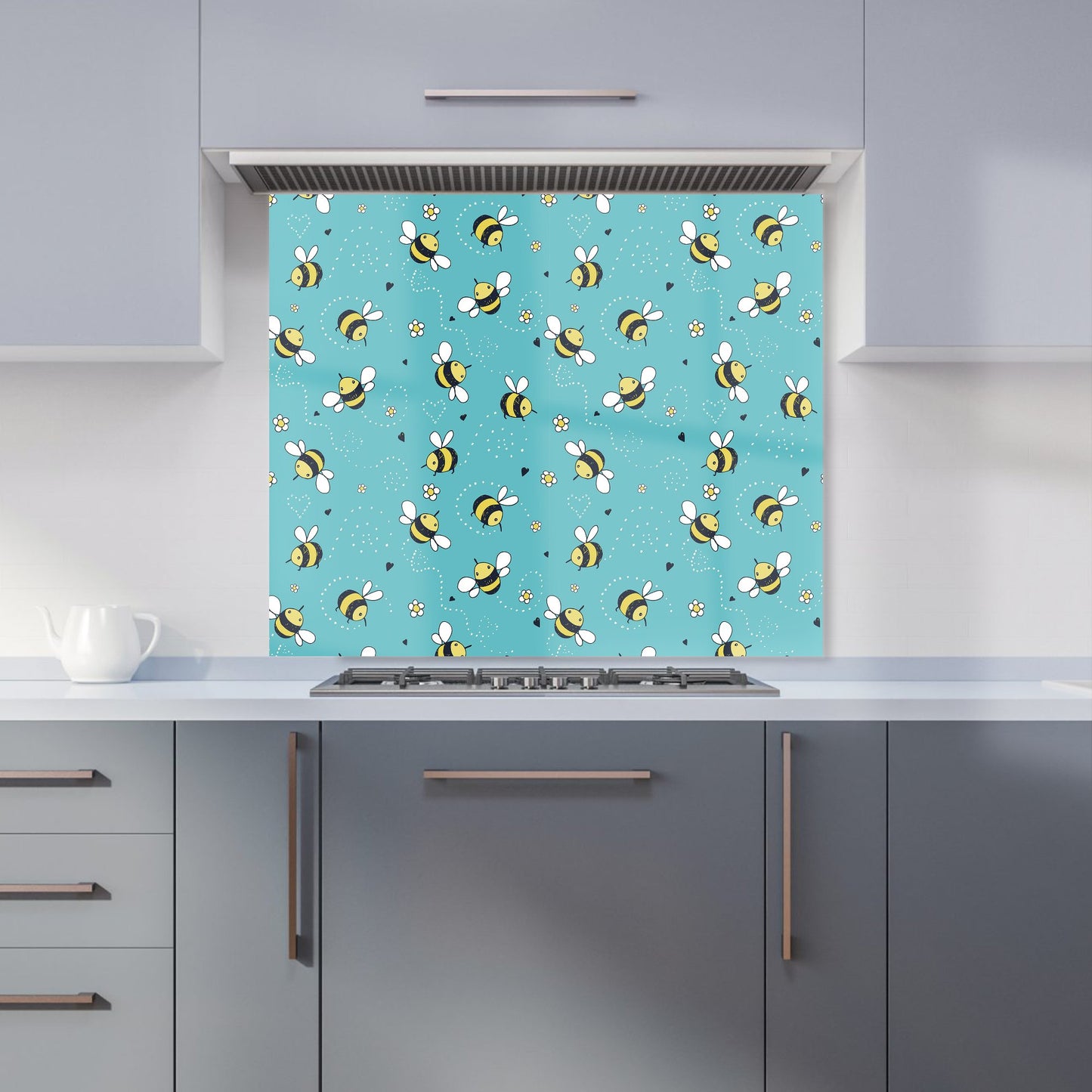 Hand Drawn Busy Bees Kitchen Splashback