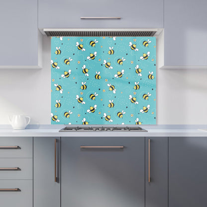 Hand Drawn Busy Bees Kitchen Splashback