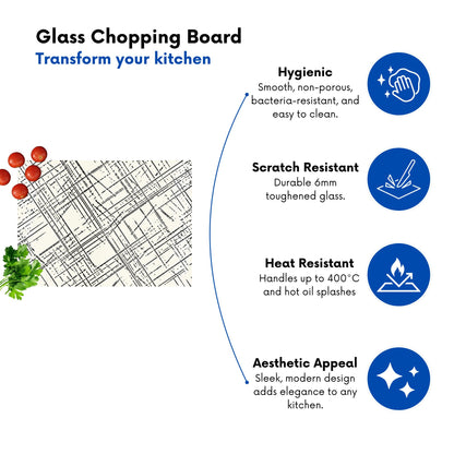Monochrome Distressted Pattern Glass Chopping Board