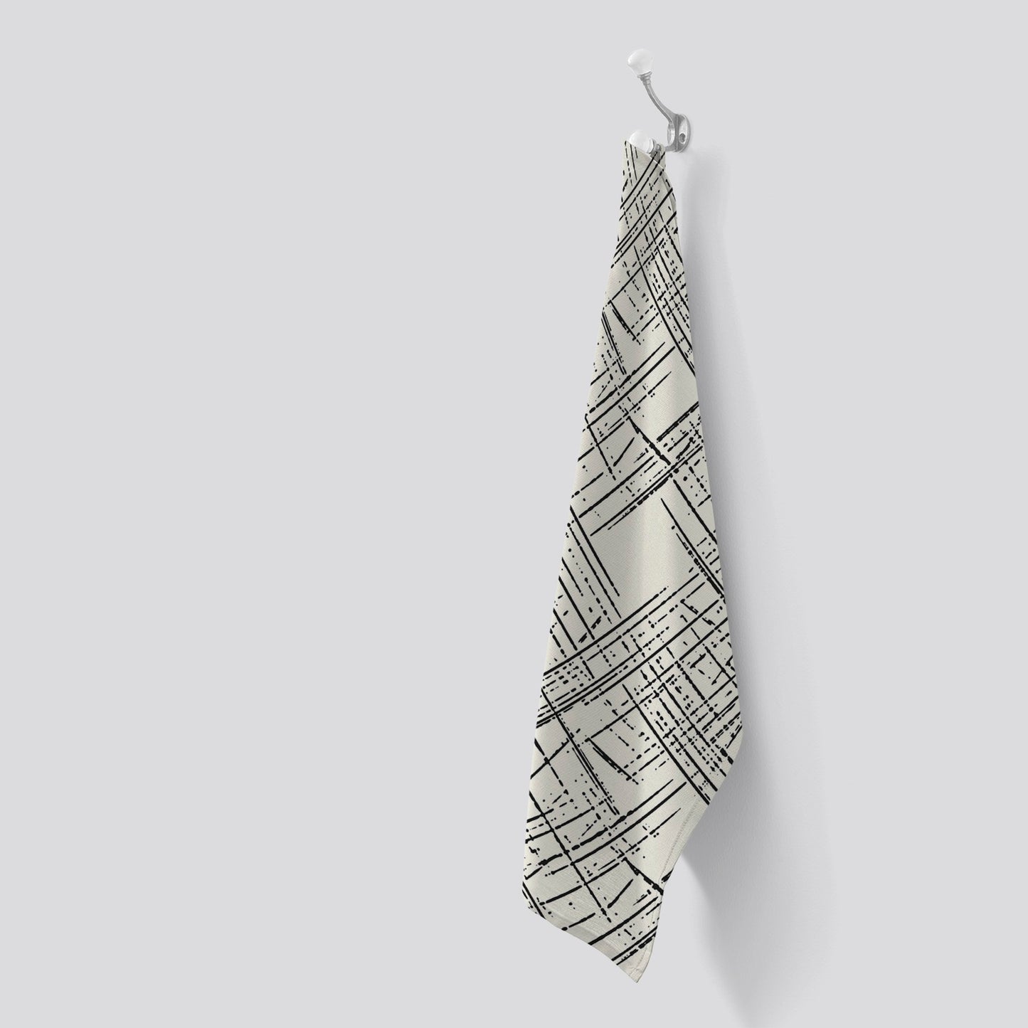 Monochrome Distressted Pattern Tea Towel