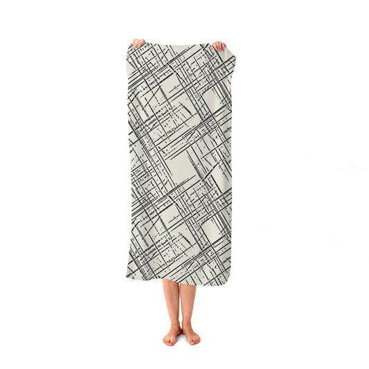 Monochrome Distressted Pattern Beach Towel
