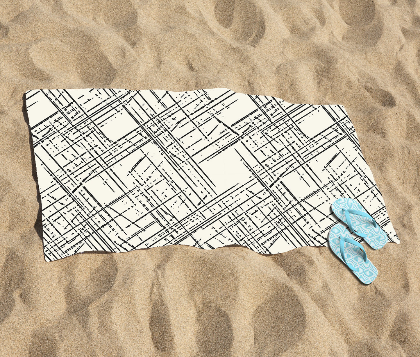 Monochrome Distressted Pattern Beach Towel