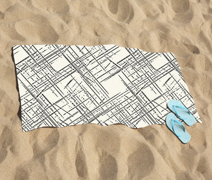 Monochrome Distressted Pattern Beach Towel
