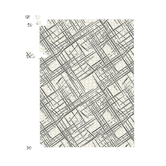 Monochrome Distressted Pattern Jigsaw Puzzle