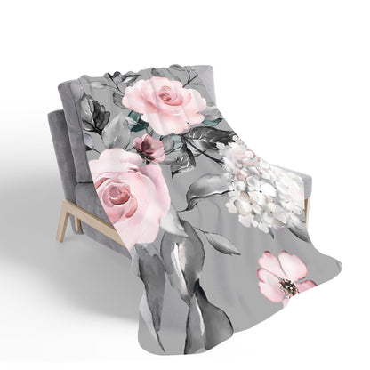 Dusty Pink Roses Sherpa Blanket