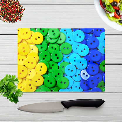 Colourful Buttons Glass Chopping Board