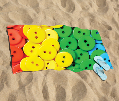 Colourful Buttons Pattern Beach Towel