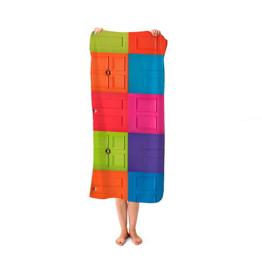 Colourful English Doors Beach Towel