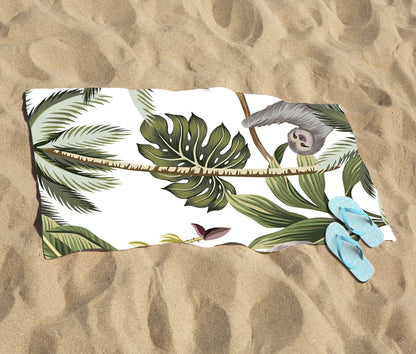 Tropical Sloths Beach Towel