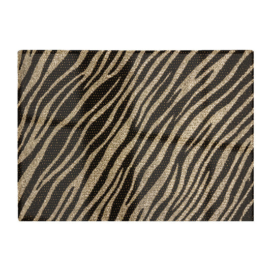 Golden Zebra Print Glass Chopping Board