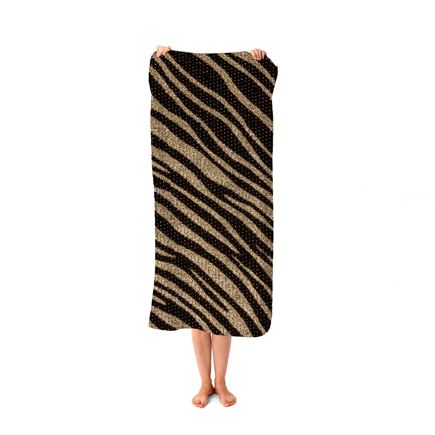 Golden Zebra Print Beach Towel