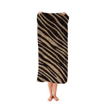 Golden Zebra Print Beach Towel