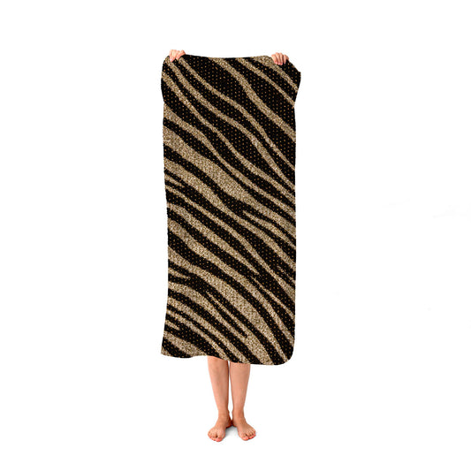 Golden Zebra Print Beach Towel