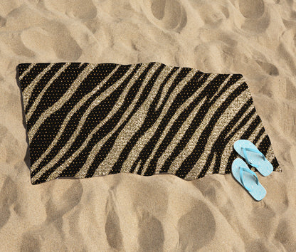 Golden Zebra Print Beach Towel