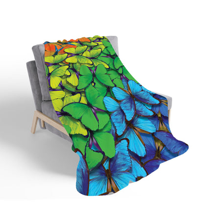 Multicoloured Butterflies Sherpa Blanket