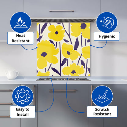 Vintage Tropical Flowers Kitchen Splashback