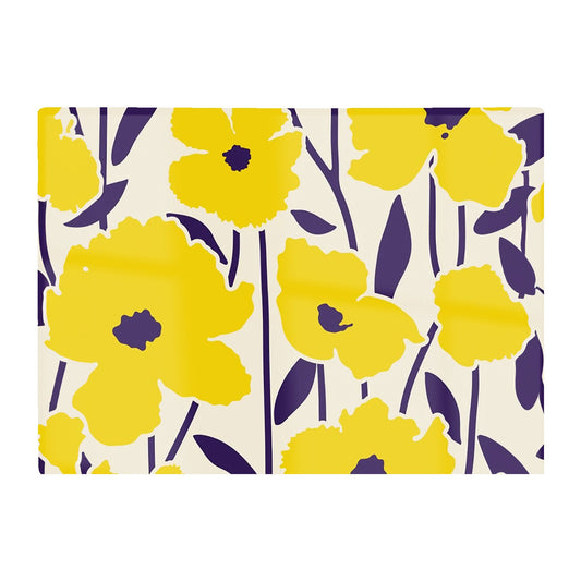 Vintage Tropical Flowers Glass Chopping Board