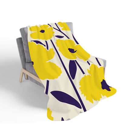 Vintage Tropical Flowers Sherpa Blanket