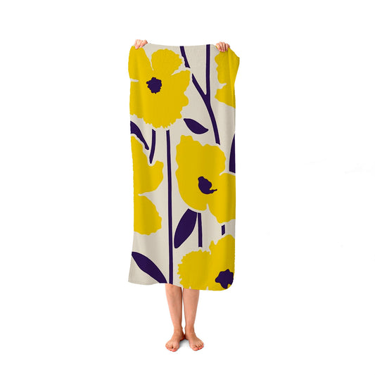Vintage Tropical Flowers Beach Towel