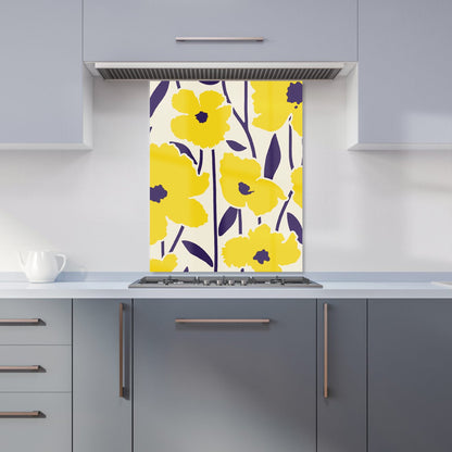 Vintage Tropical Flowers Kitchen Splashback