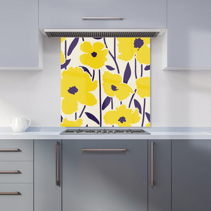 Vintage Tropical Flowers Kitchen Splashback