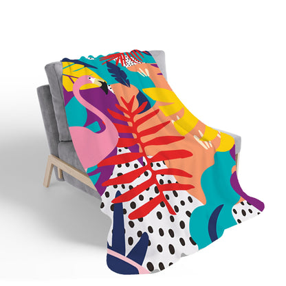 Tropical Flamingoes Sherpa Blanket