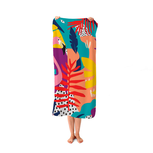 Tropical Flamingoes Beach Towel
