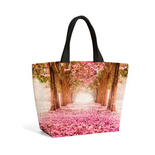 Pink Flower Tree Tunnel Beach Shopper Tote Bag