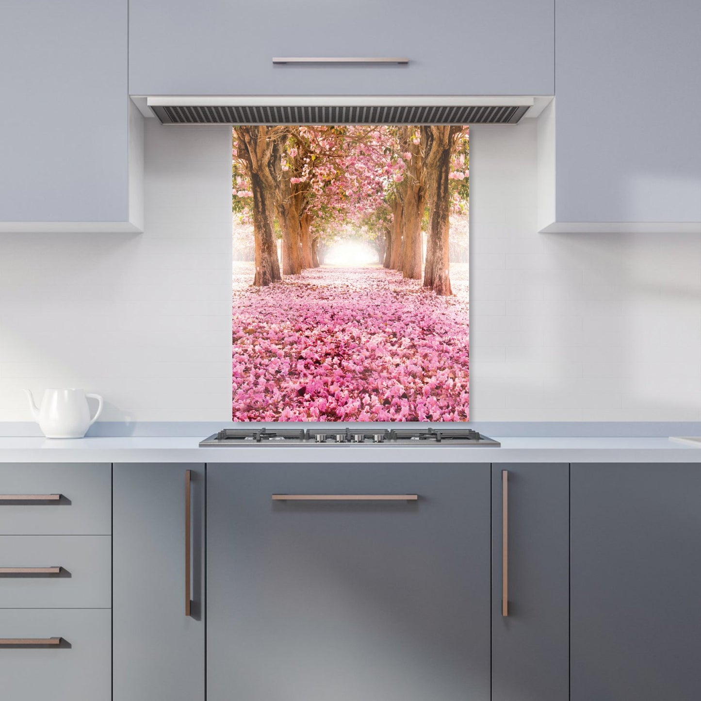 Pink Flower Tree Tunnel Kitchen Splashback