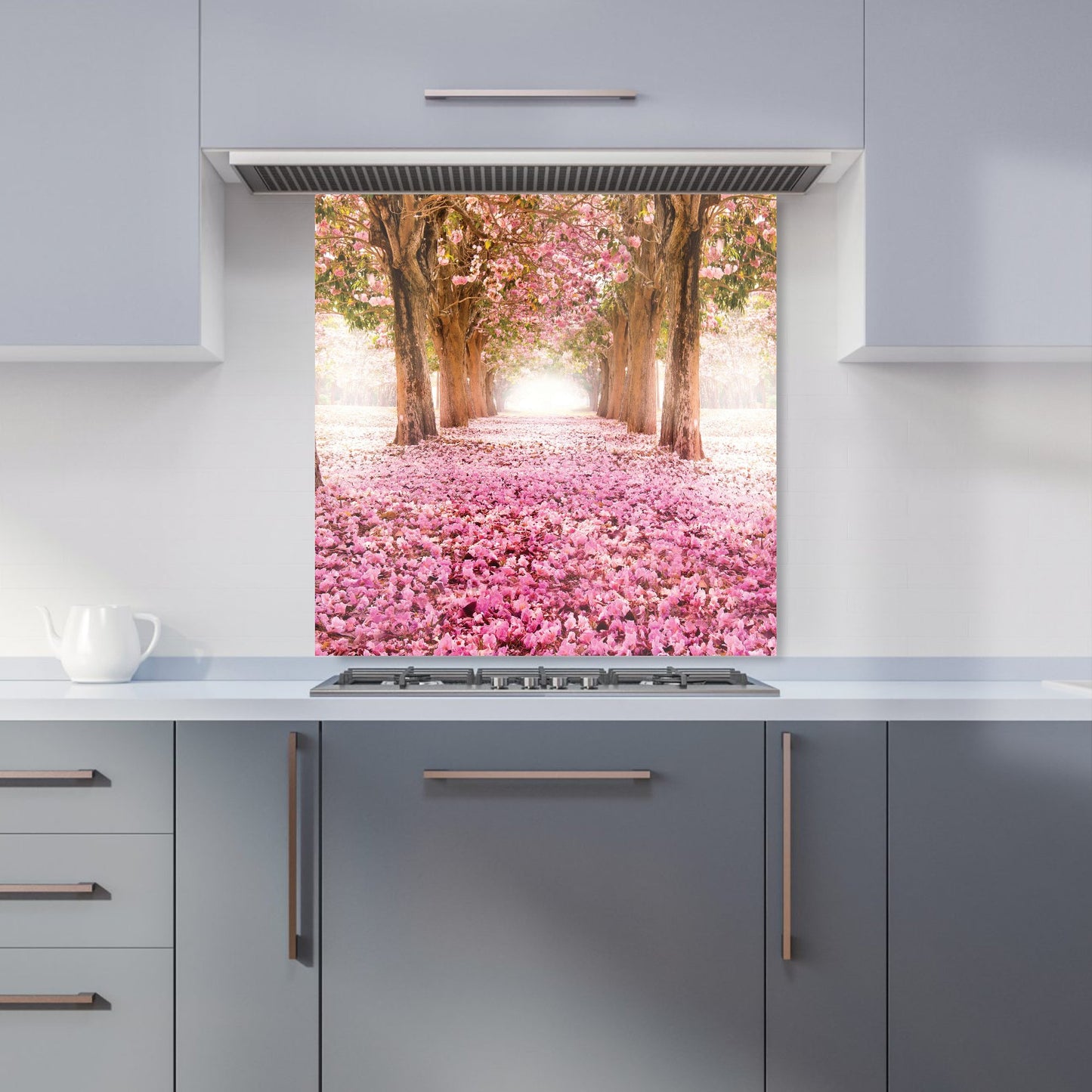 Pink Flower Tree Tunnel Kitchen Splashback