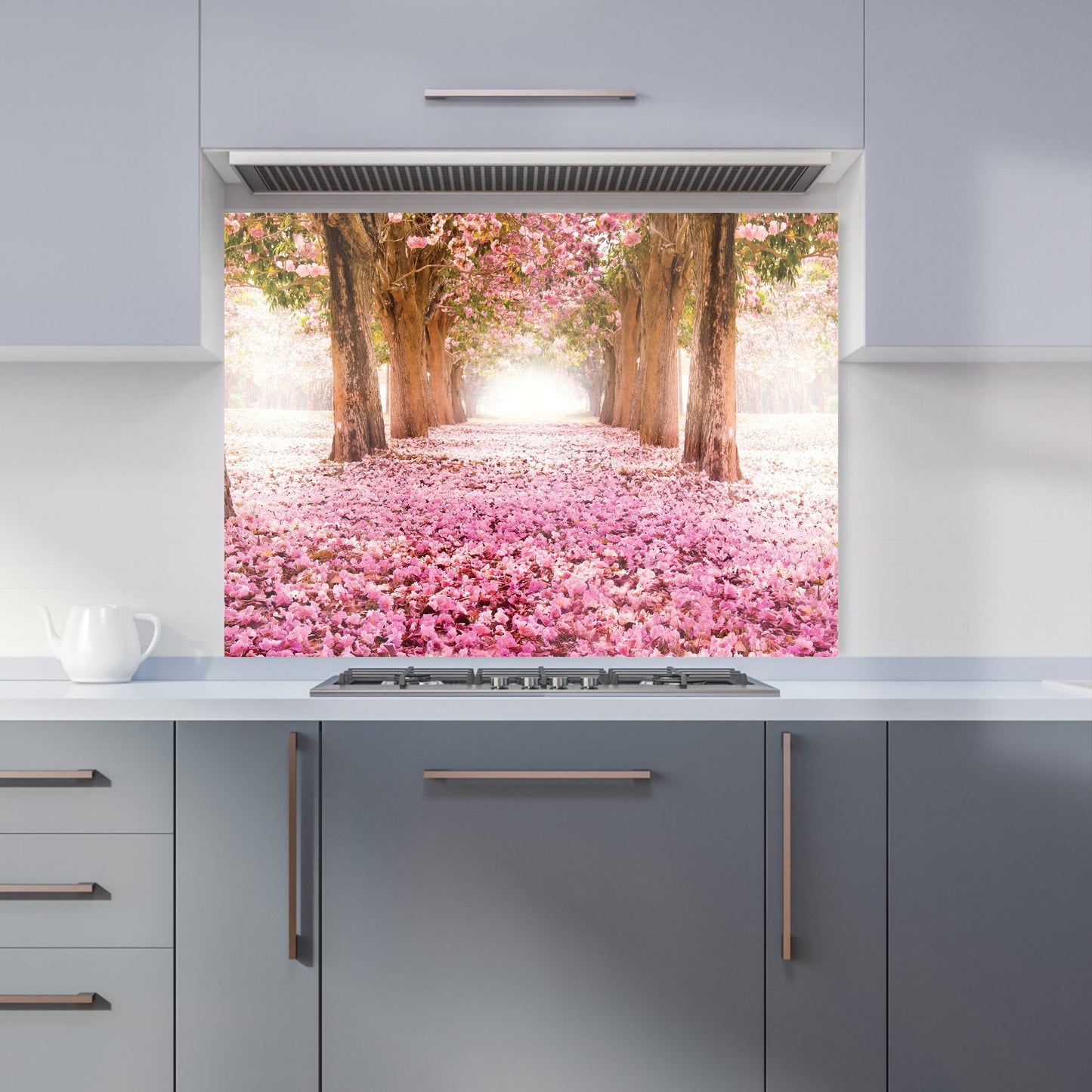 Pink Flower Tree Tunnel Kitchen Splashback