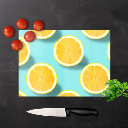 Fresh Lemons Glass Chopping Board
