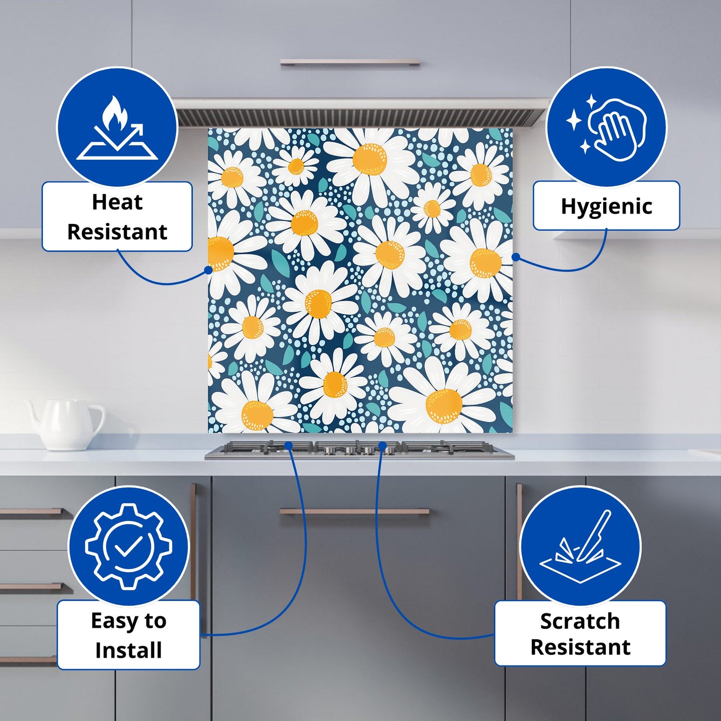 Camomile Flowers Kitchen Splashback