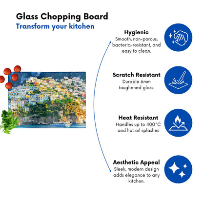 Positano Amalfi Coast Glass Chopping Board