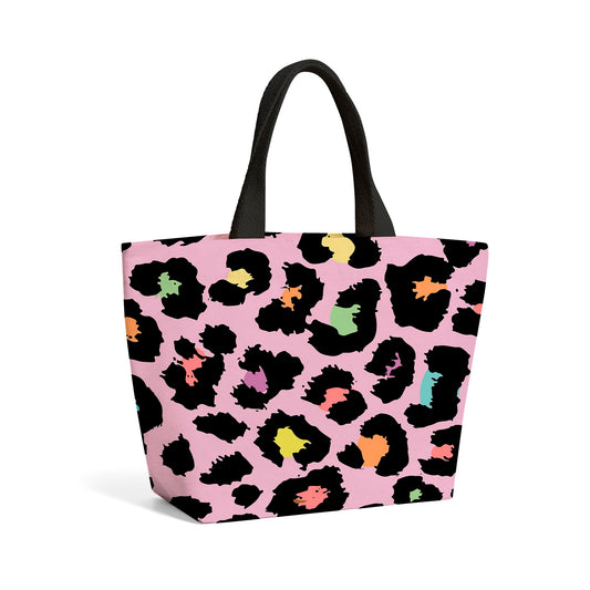Pink Leopard Print Beach Shopper Tote Bag