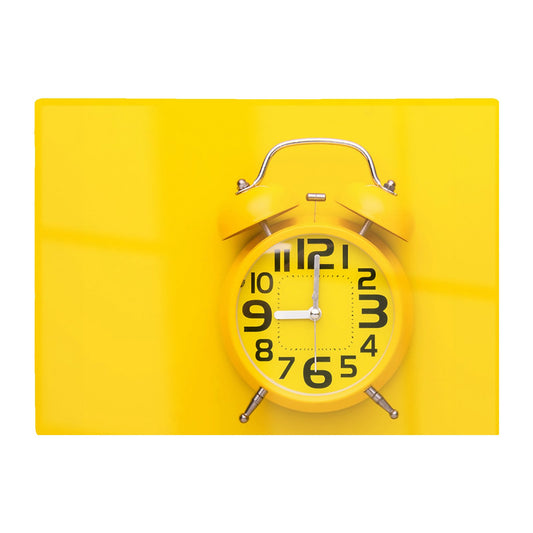 Yellow Alarm Clock Glass Chopping Board