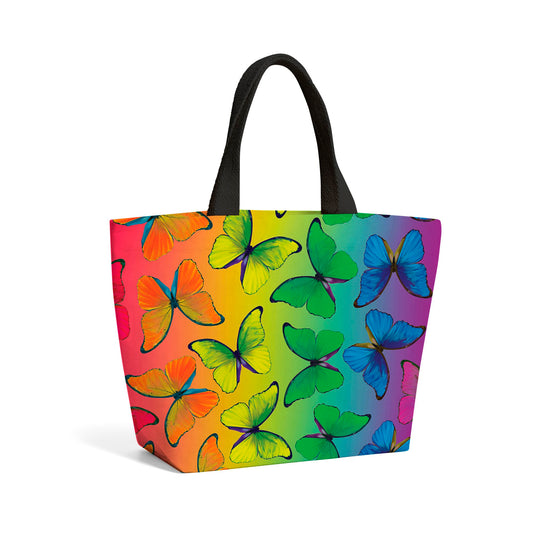 Multicoloured Butterfly Pattern Beach Shopper Tote Bag