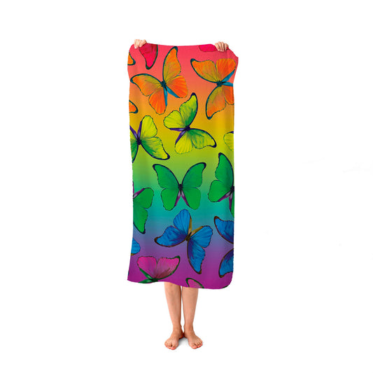 Multicoloured Butterfly Pattern Beach Towel