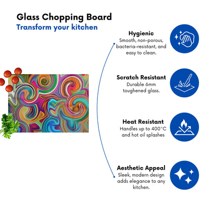 Colourful Wave Pattern Glass Chopping Board