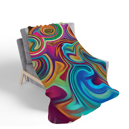 Colourful Wave Pattern Sherpa Blanket