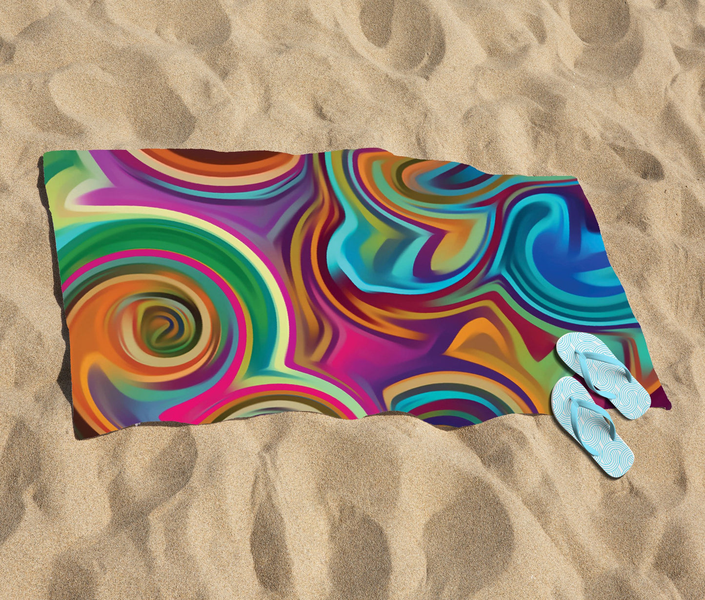 Colourful Wave Pattern Beach Towel