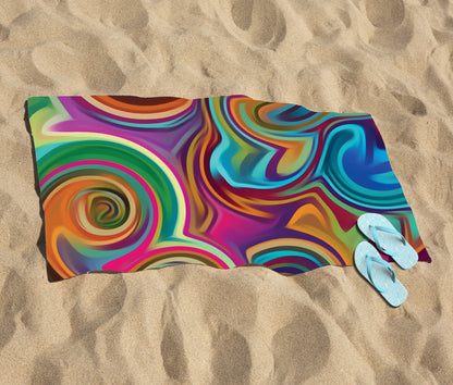 Colourful Wave Pattern Beach Towel