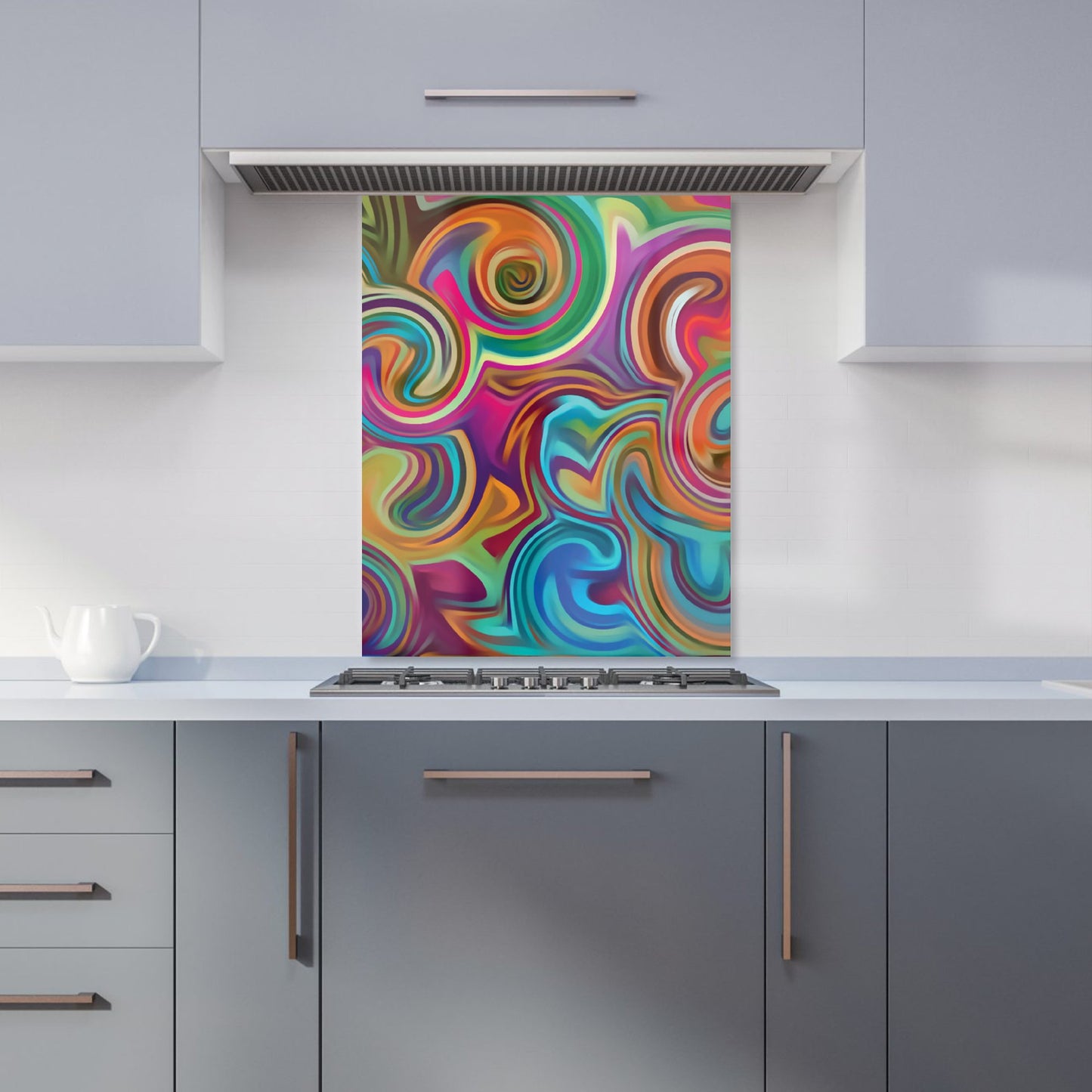 Colourful Wave Pattern Kitchen Splashback