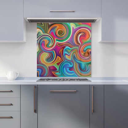 Colourful Wave Pattern Kitchen Splashback