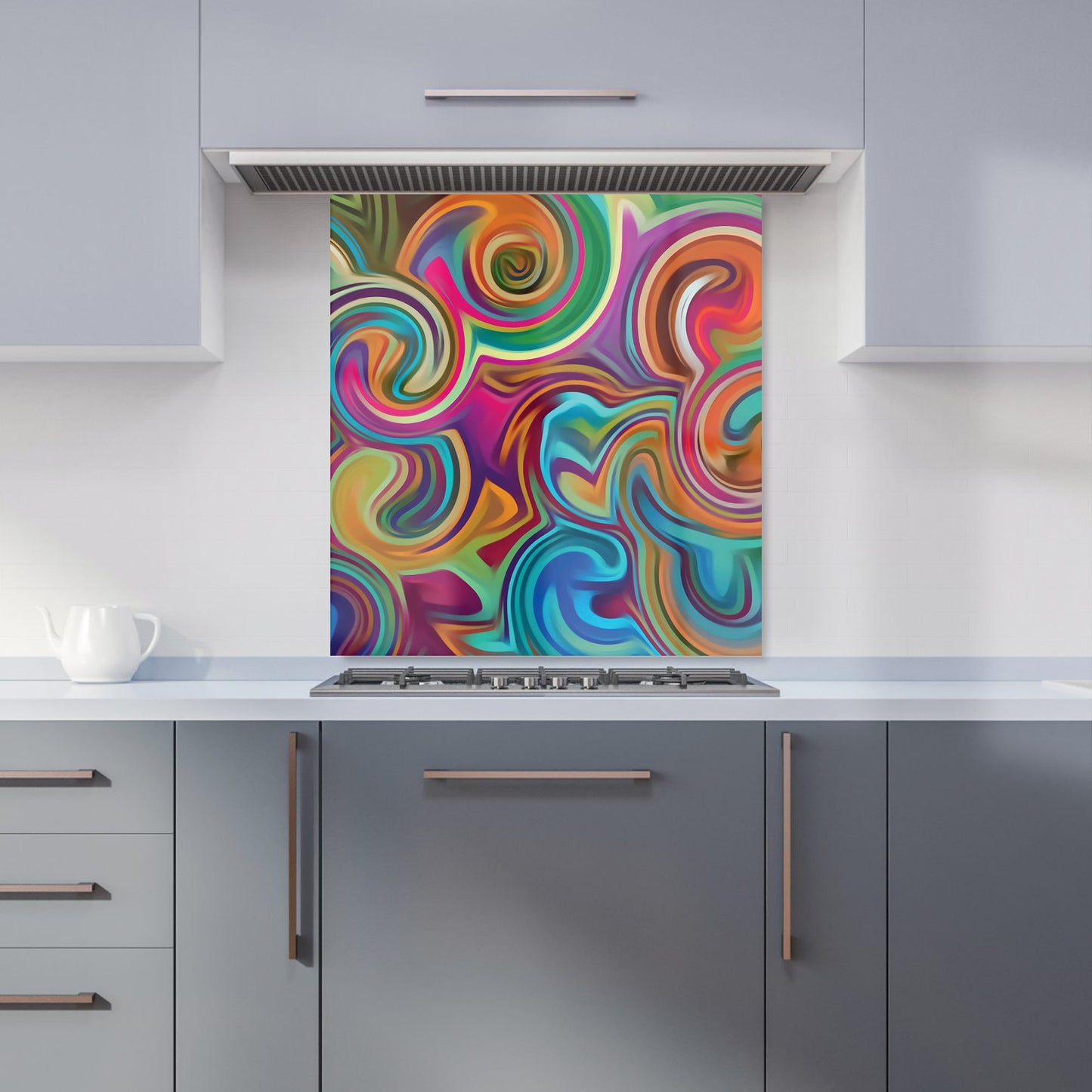 Colourful Wave Pattern Kitchen Splashback