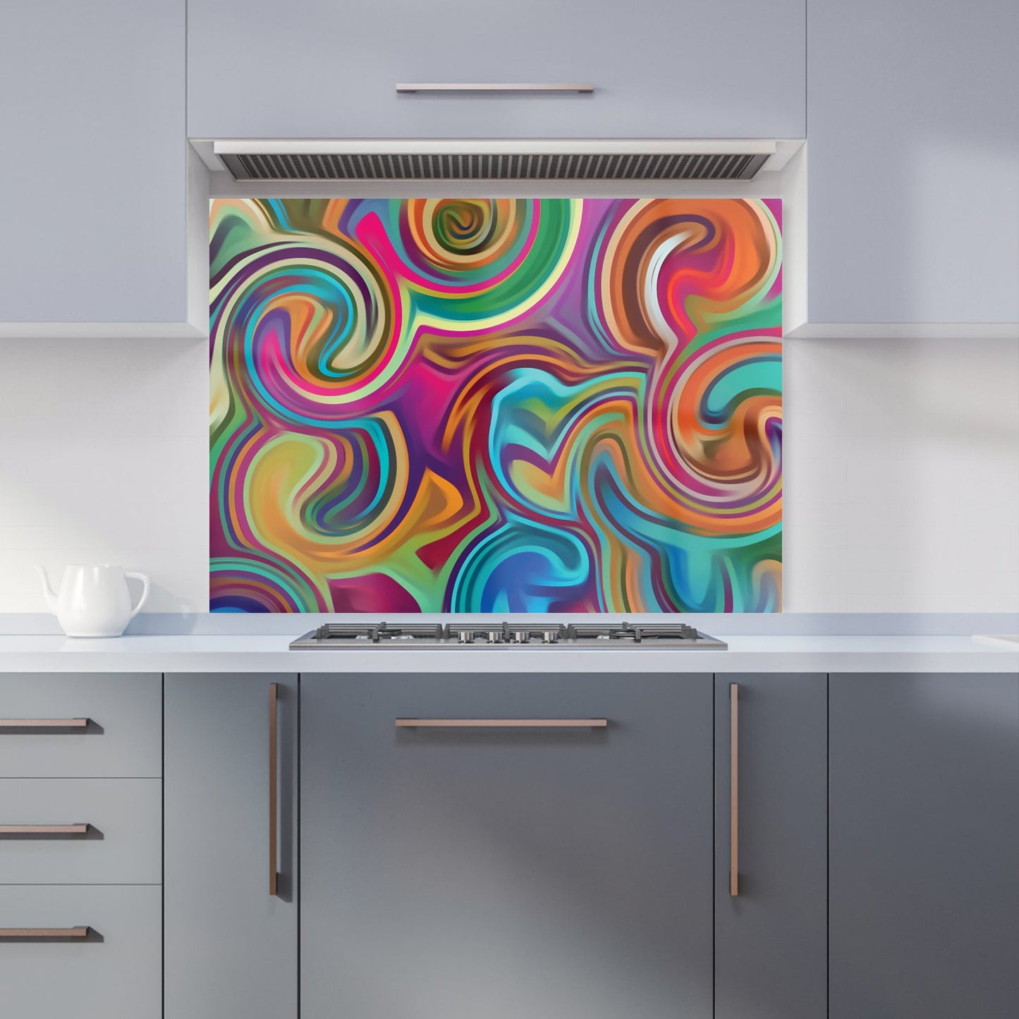 Colourful Wave Pattern Kitchen Splashback