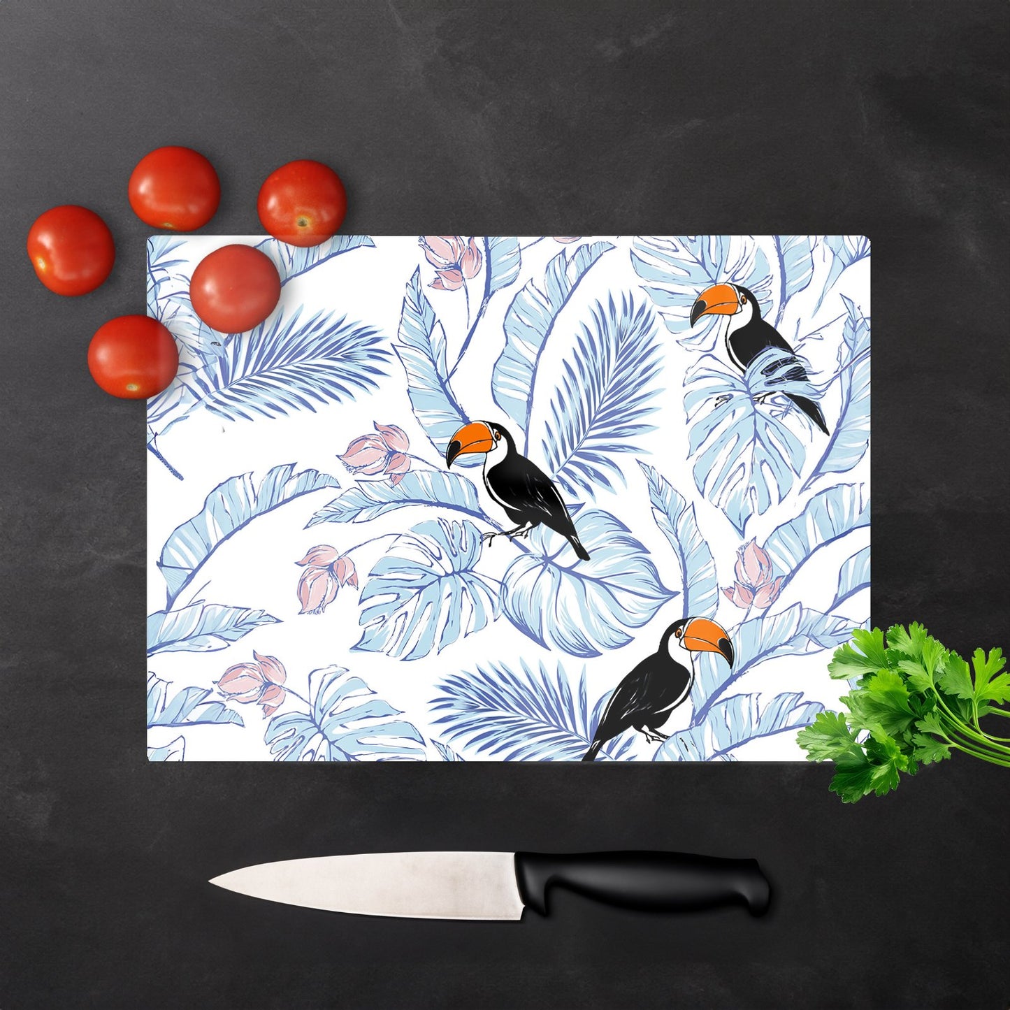 Tropical Toucan Glass Chopping Board